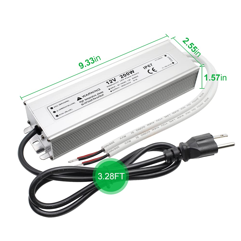 200W 12V LED Power Supply & 50FT 18 Gauge Wire U966