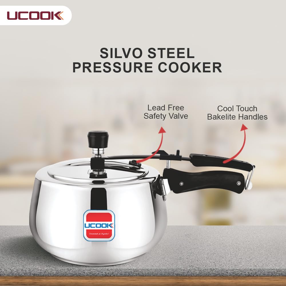 Stainless Steel Induction Pressure Cooker, 3 Litre, Silver Y50221