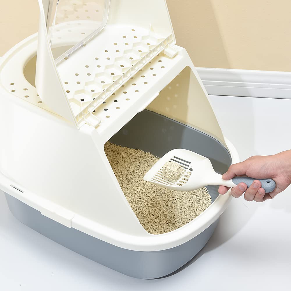 Flip-Top Jumbo Cat Litter Box with Scoop D1608