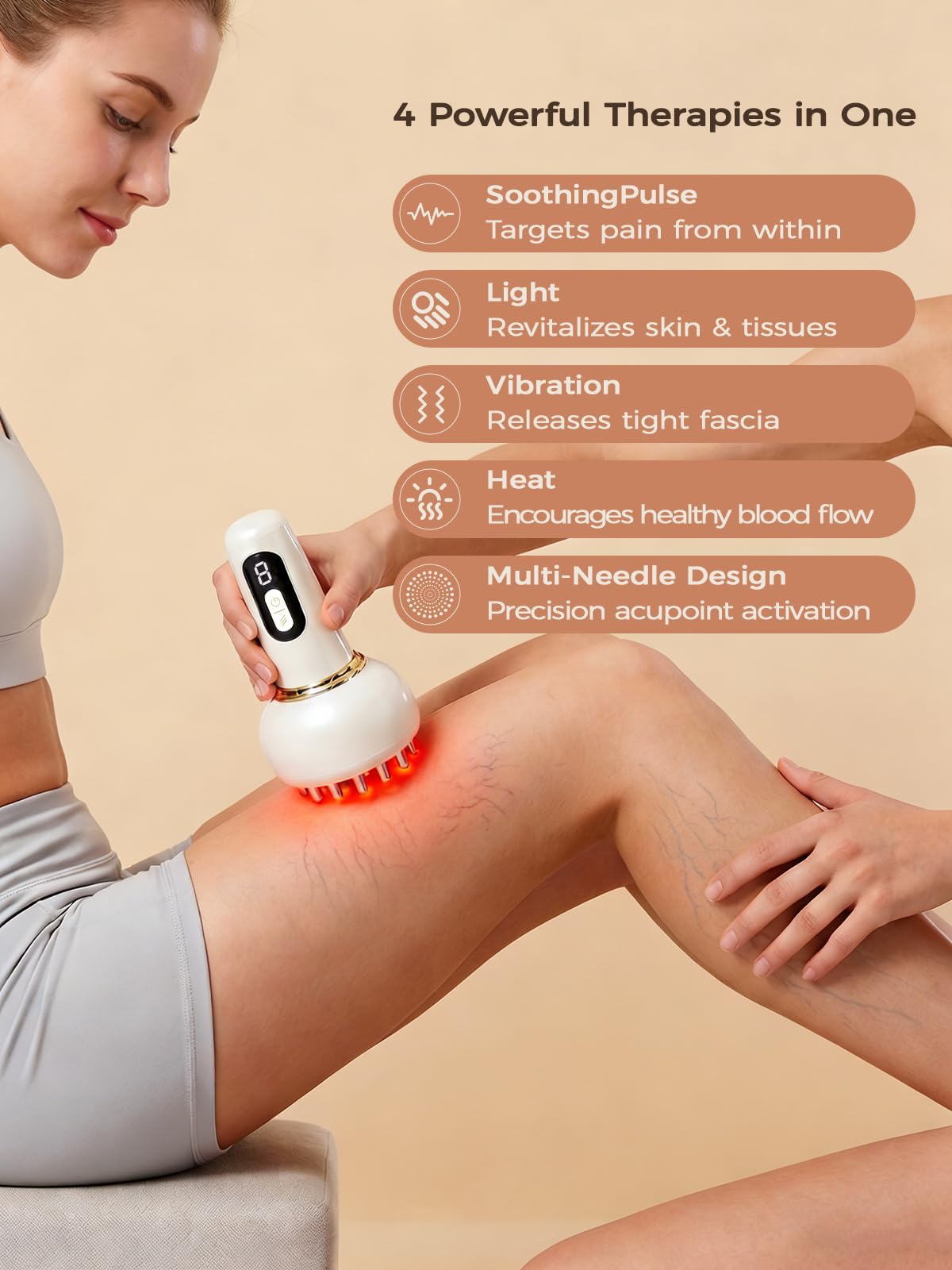 Leg Massager with Heat, Light, SoothingPulse & Vibration K415