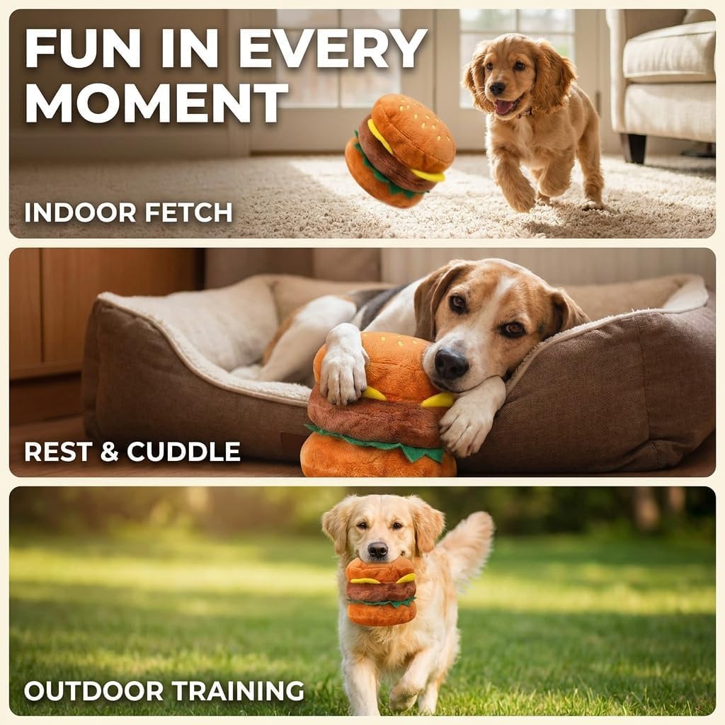 Hamburger Shape Dog Plush Squeaky Toy K155229