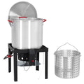 60QT Aluminum Seafood Boil Pot with Strainer Basket and Propane Burner J1210