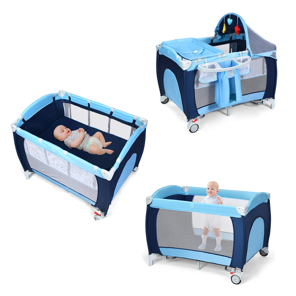 4-in-1 Portable Baby Playard with Bassinet and Changing Table S1708