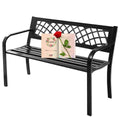 Black Metal Patio Bench with Armrest Z89365