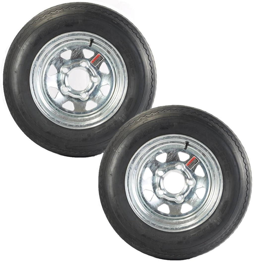 2-Pack Trailer Tire Rim Assembly 5.30-12 12 Inch Galvanized LRC E135591