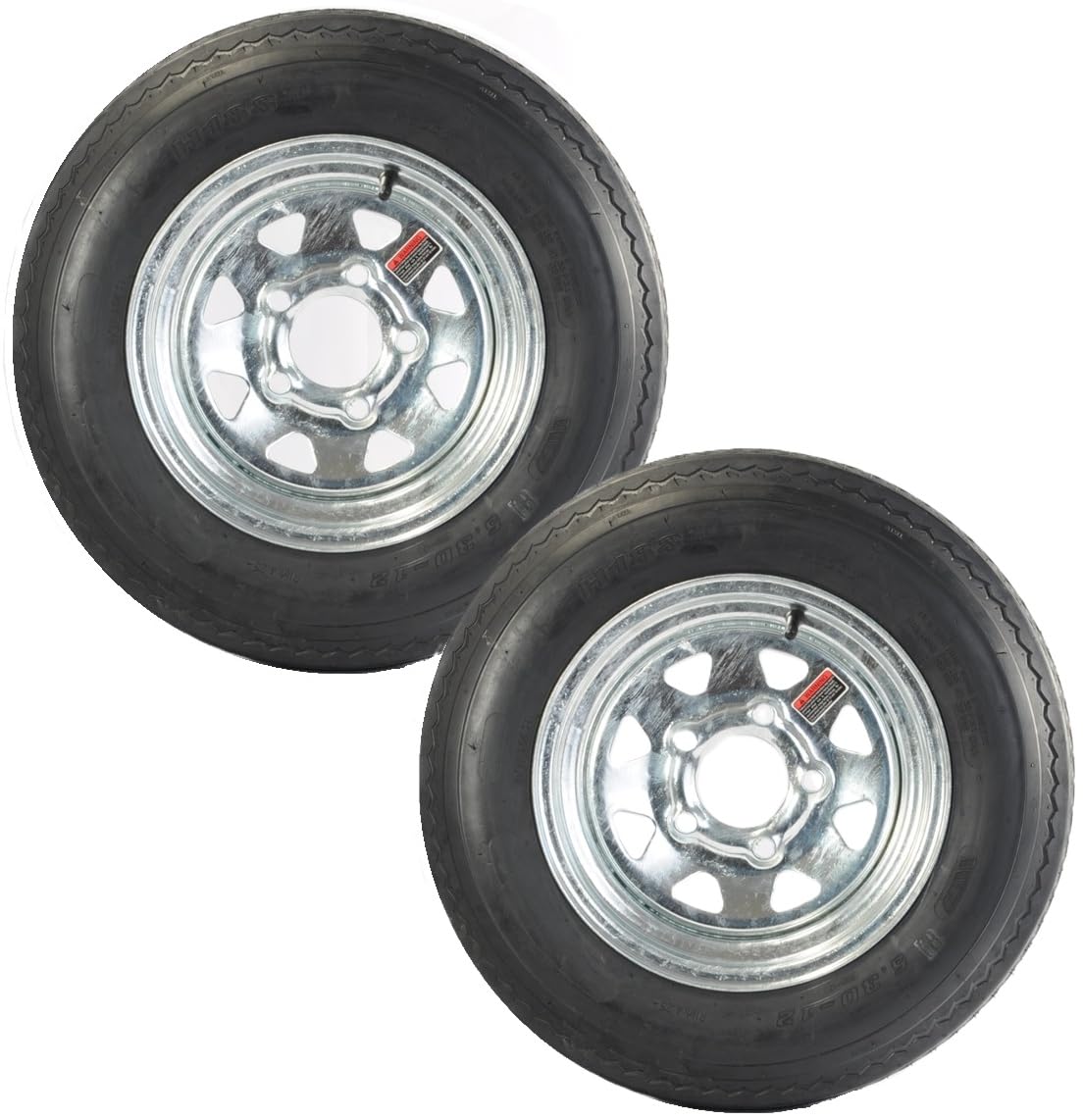 2-Pack Trailer Tire Rim Assembly 5.30-12 12 Inch Galvanized LRC E135591