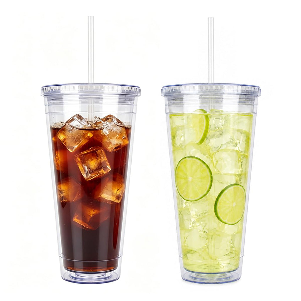 32oz Clear Tumblers with Lids and Straws F647525