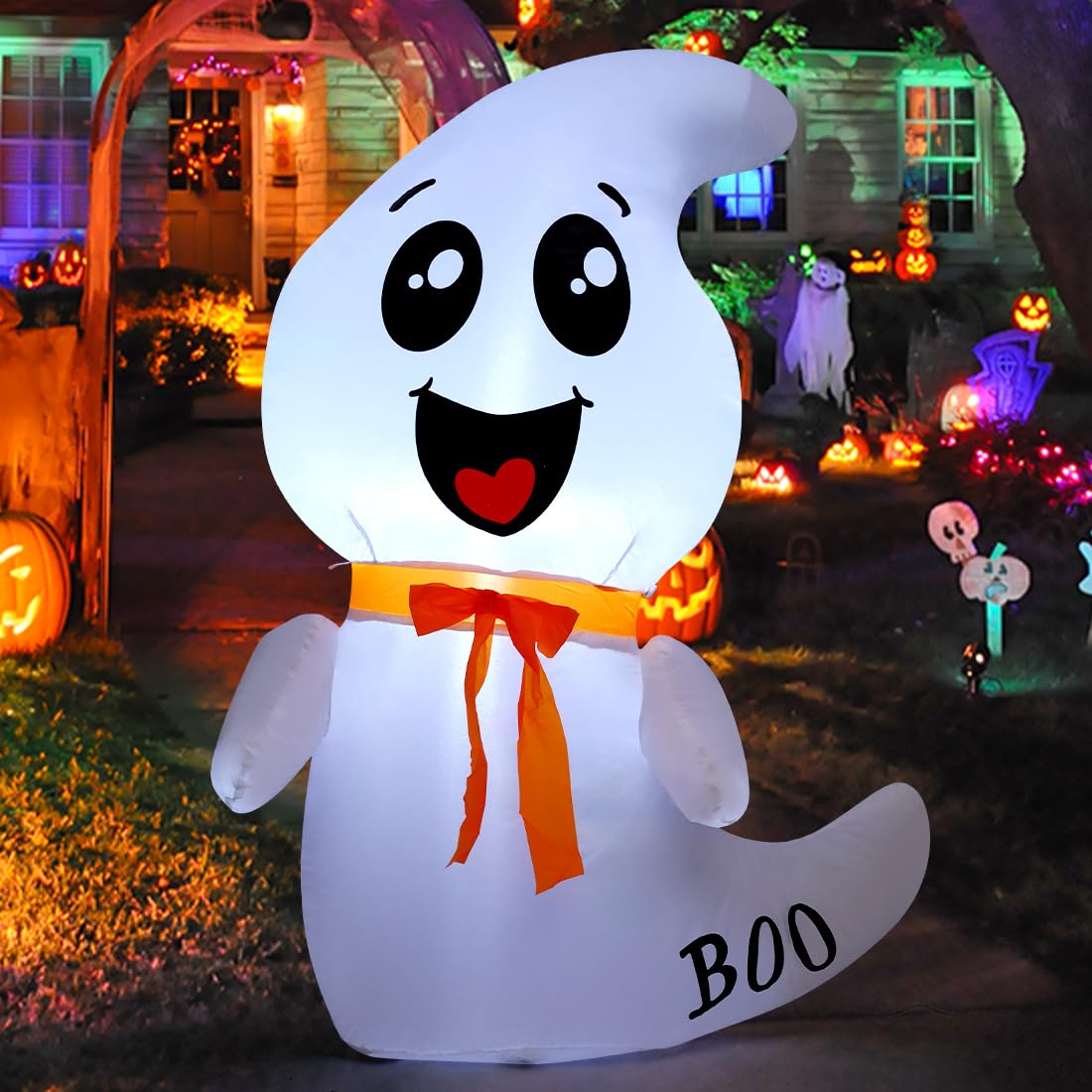 4 FT Inflatable Ghost with Built-in LEDs H38898
