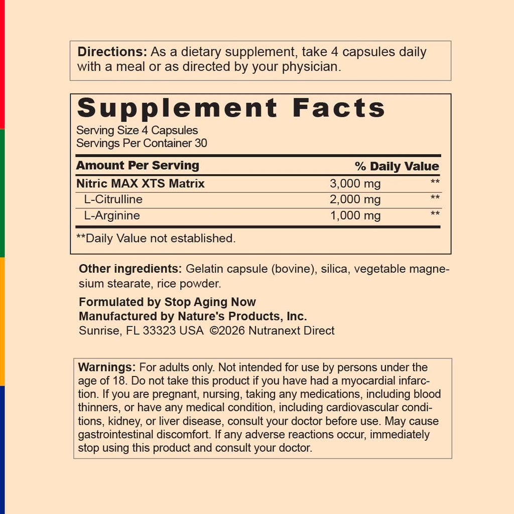 Nitric Oxide Supplement 120 Capsules with L-Citrulline and L-Arginine W634