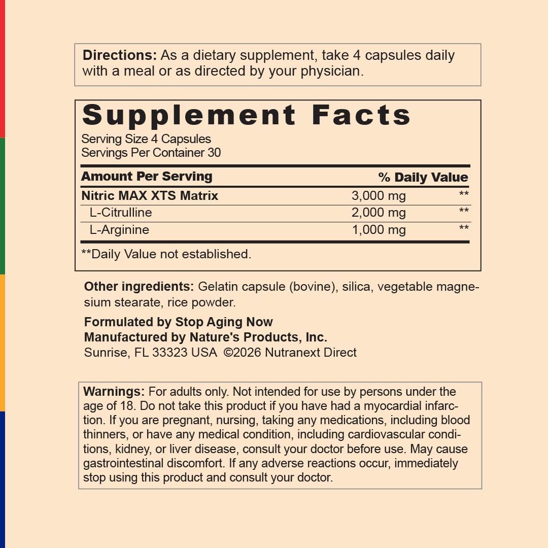 Nitric Oxide Supplement 120 Capsules with L-Citrulline and L-Arginine W634