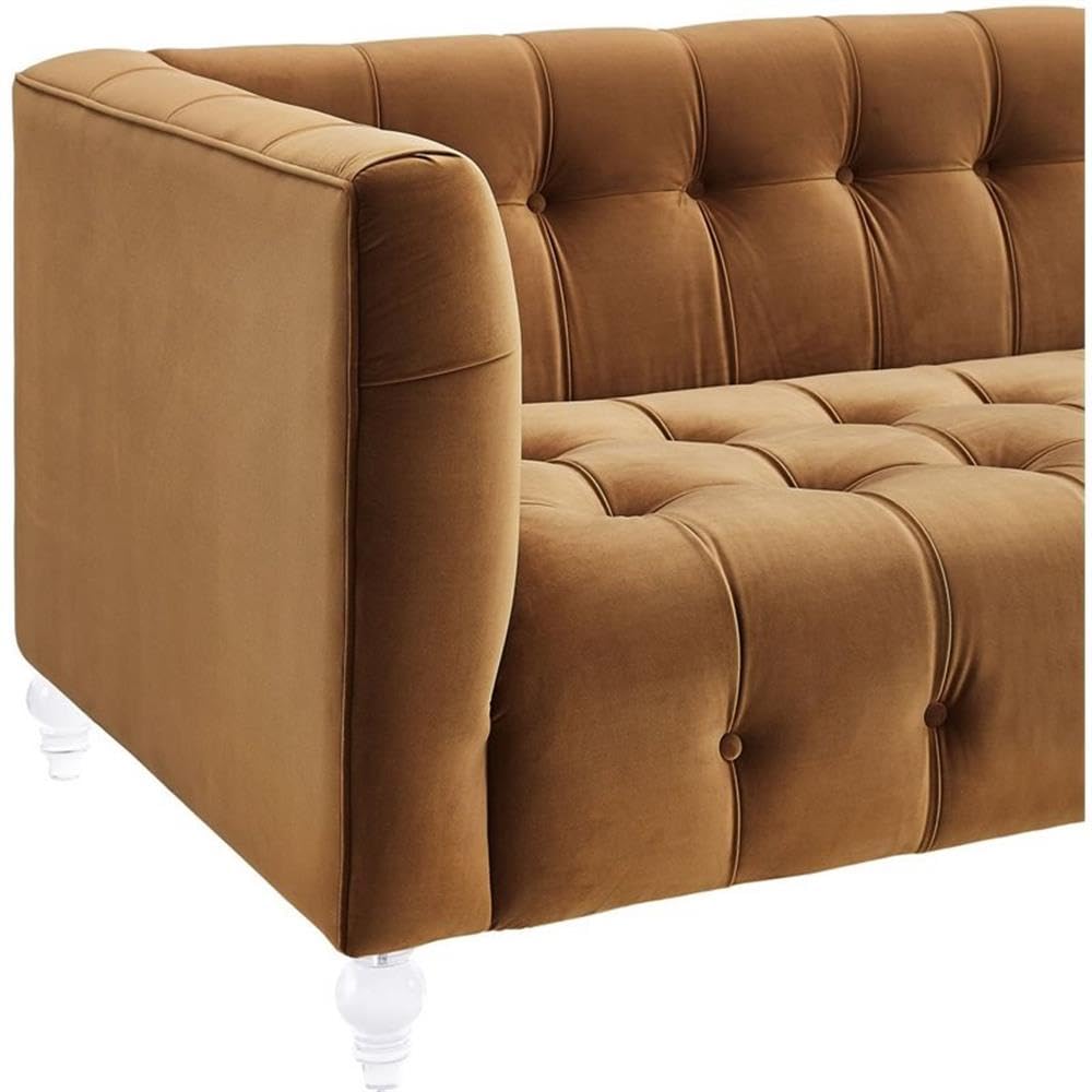 Velvet Upholstered Sofa with Tufted Seat and Back O7263