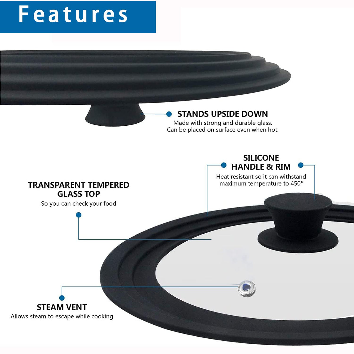 Universal Tempered Glass Lids for Pots, Pans & Skillets, 2 Pack D385298
