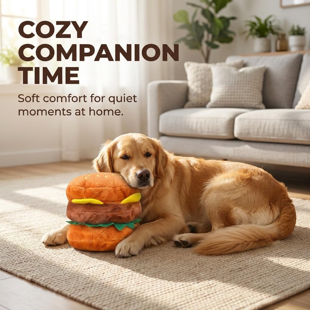 Hamburger Shape Dog Plush Squeaky Toy K155229