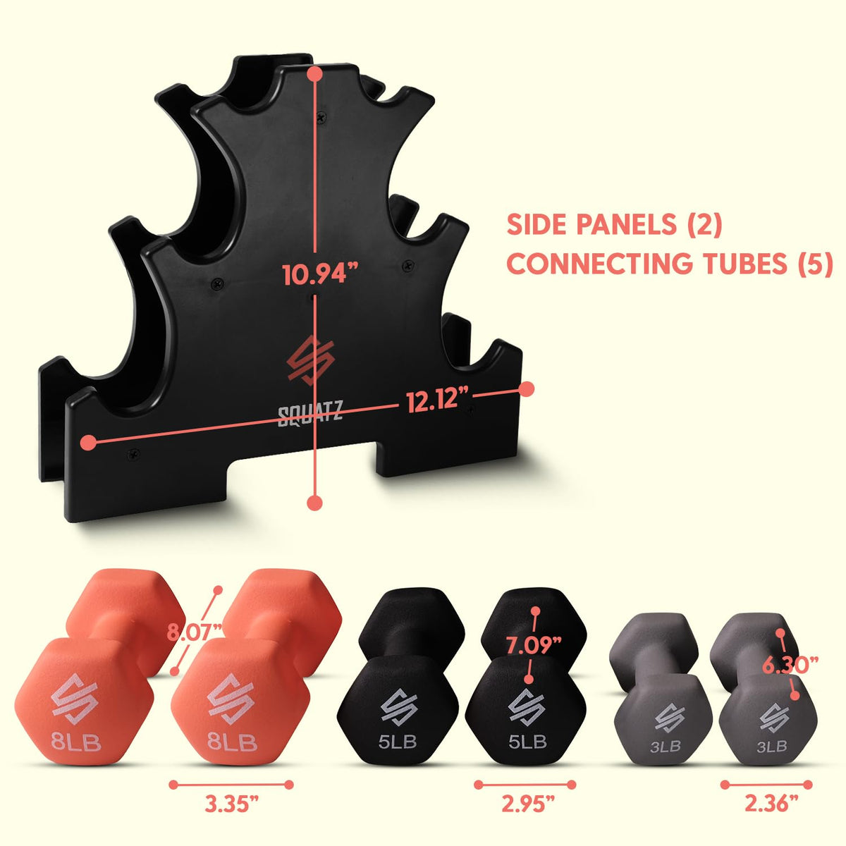 32lbs Neoprene Coated Hex Dumbbell Weights Set with Stand R726