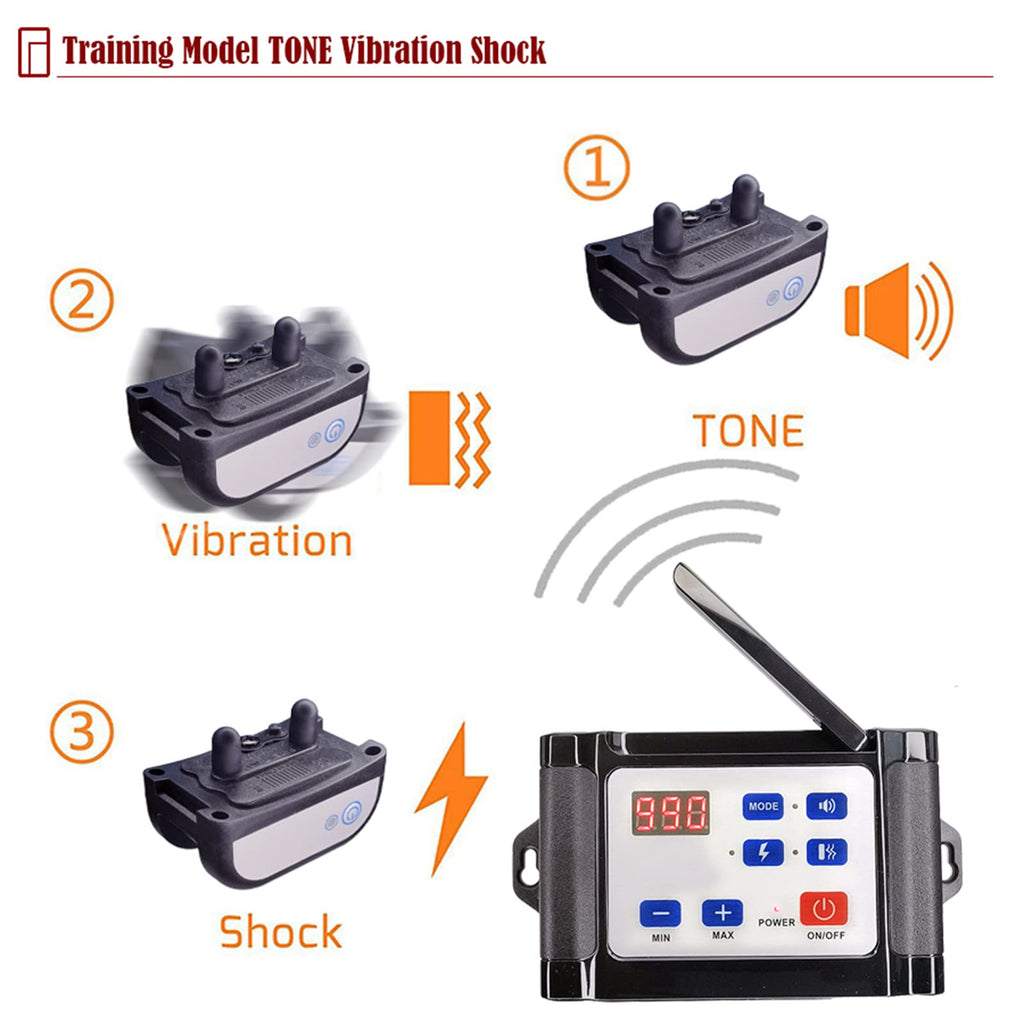Wireless Dog Fence Pet Containment System, 1/2 Acre, Waterproof Rechargeable Training Collar L69674