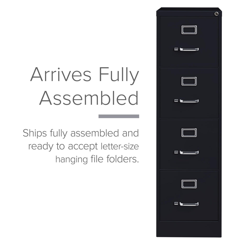 15" W 4 Drawer Vertical File Cabinet, Black, Letter C344059