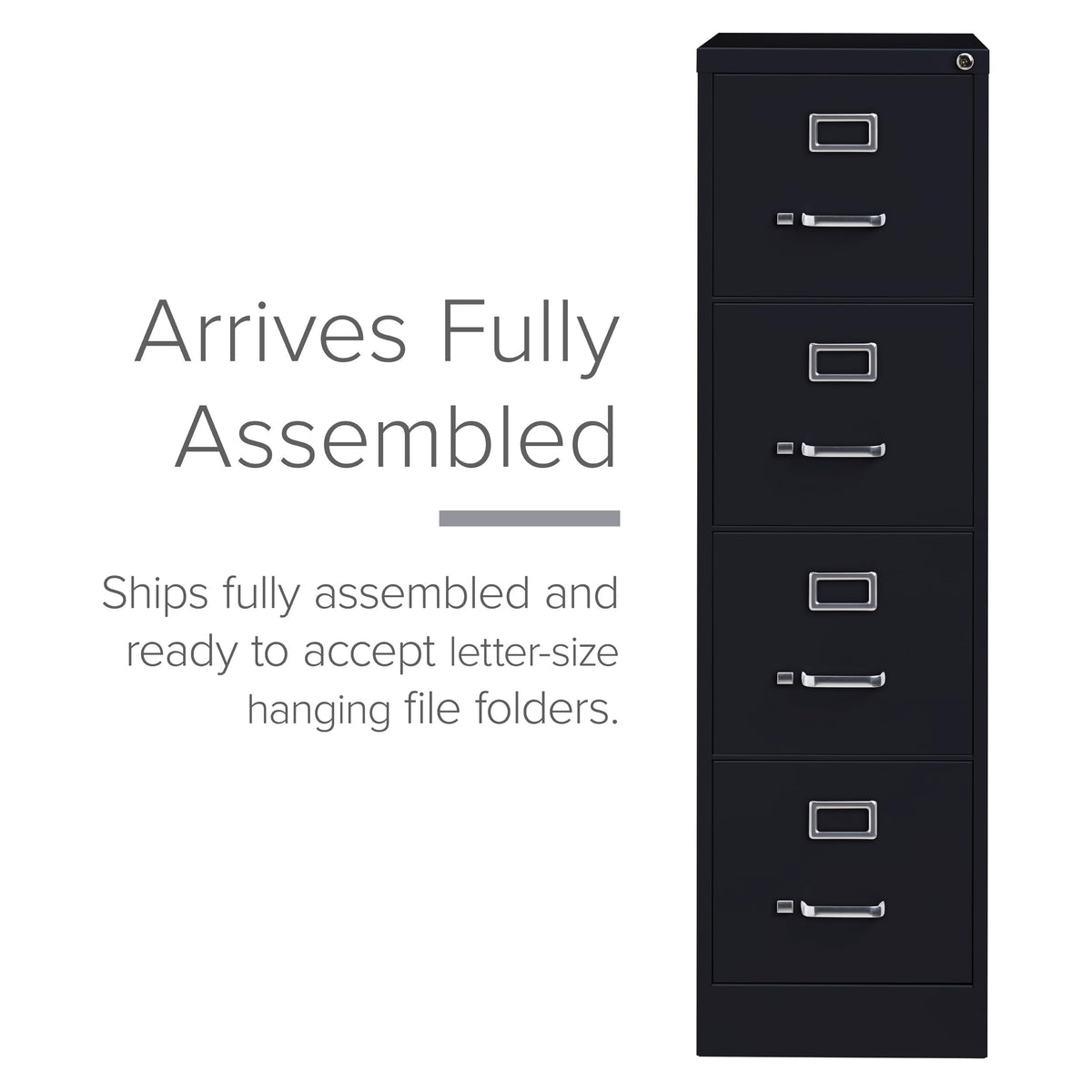 15" W 4 Drawer Vertical File Cabinet, Black, Letter C344059