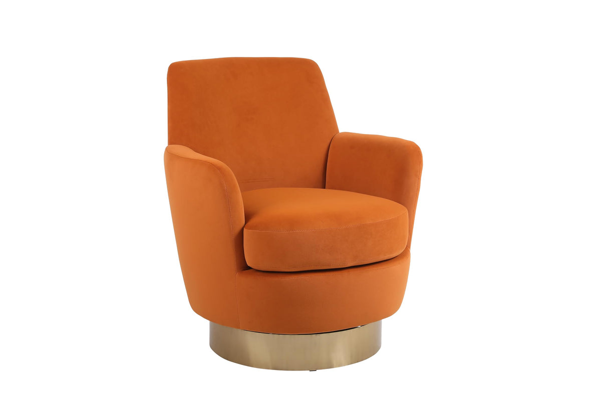 Orange Velvet Swivel Tufted Armchair I526140