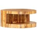 25.6" Solid Sheesham Wood Round Coffee Table with Storage Shelf A95516