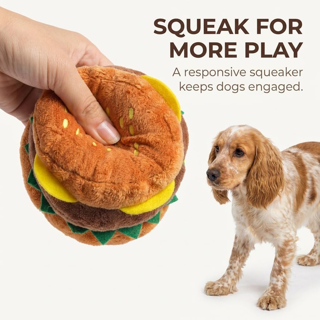 Hamburger Shape Dog Plush Squeaky Toy K155229