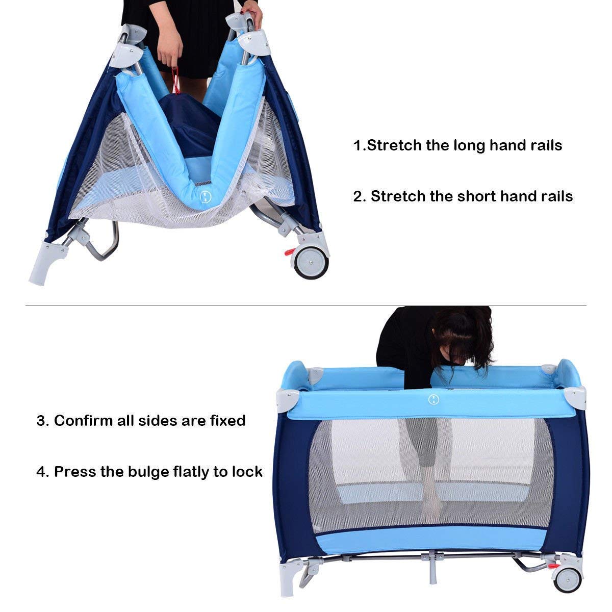 4-in-1 Portable Baby Playard with Bassinet and Changing Table S1708