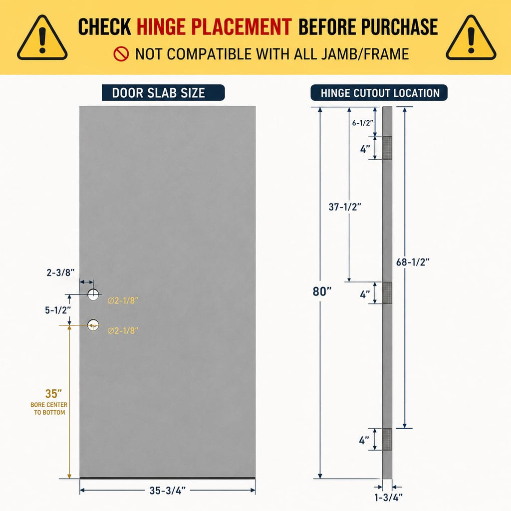 36 x 80 Front Entry Door Slab Right Hand K154514
