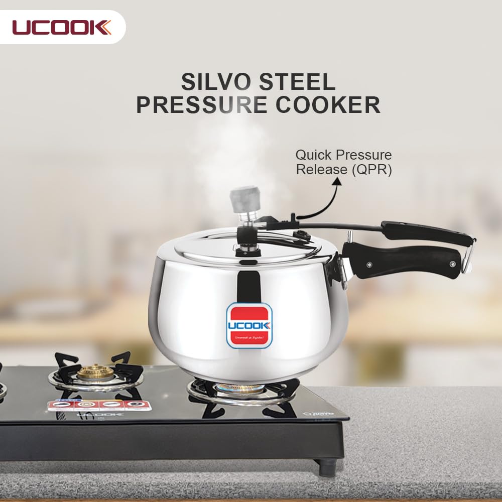 Stainless Steel Induction Pressure Cooker, 3 Litre, Silver Y50221