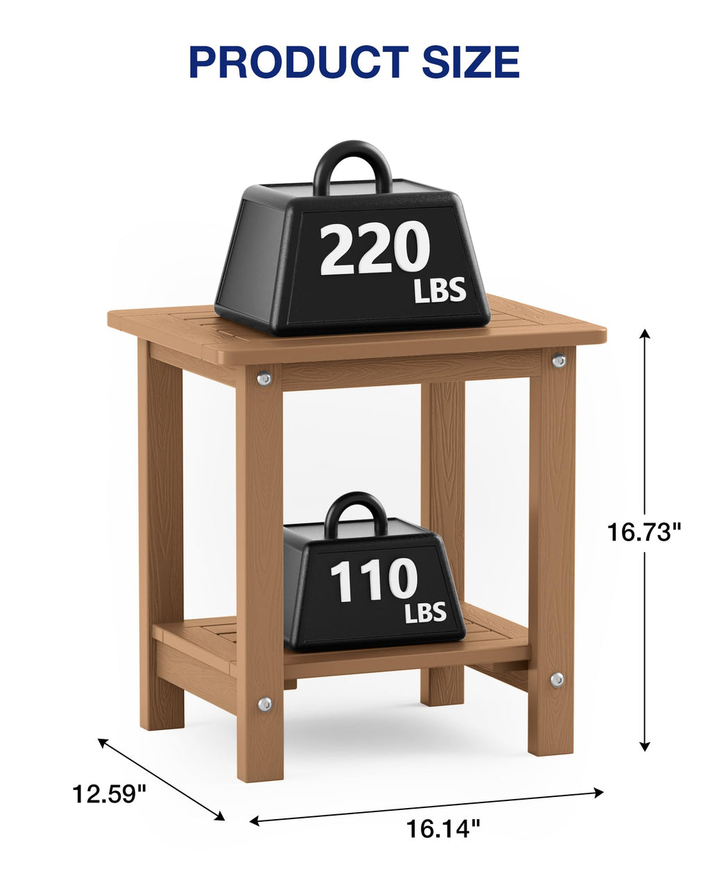 Outdoor Side Table Set of 2 Weather Resistant 2-Tier H89795