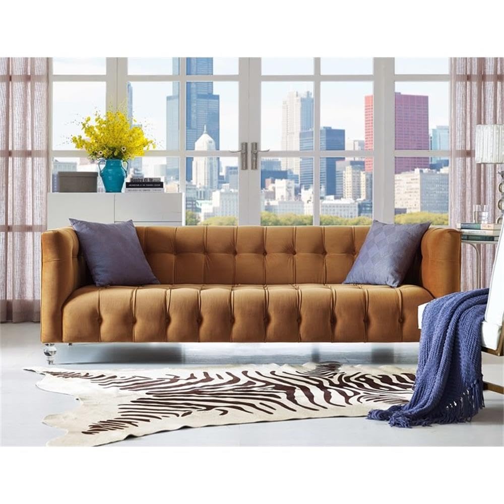 Velvet Upholstered Sofa with Tufted Seat and Back O7263
