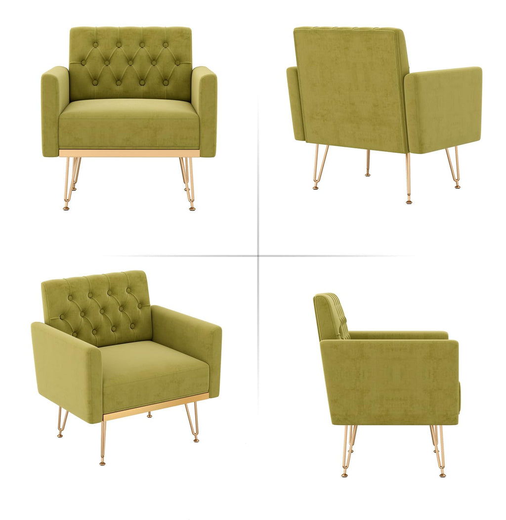 Green Velvet Accent Chair with Arm N58419