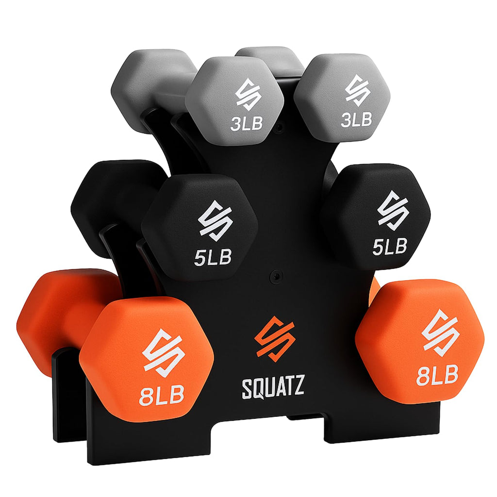 32lbs Neoprene Coated Hex Dumbbell Weights Set with Stand R726