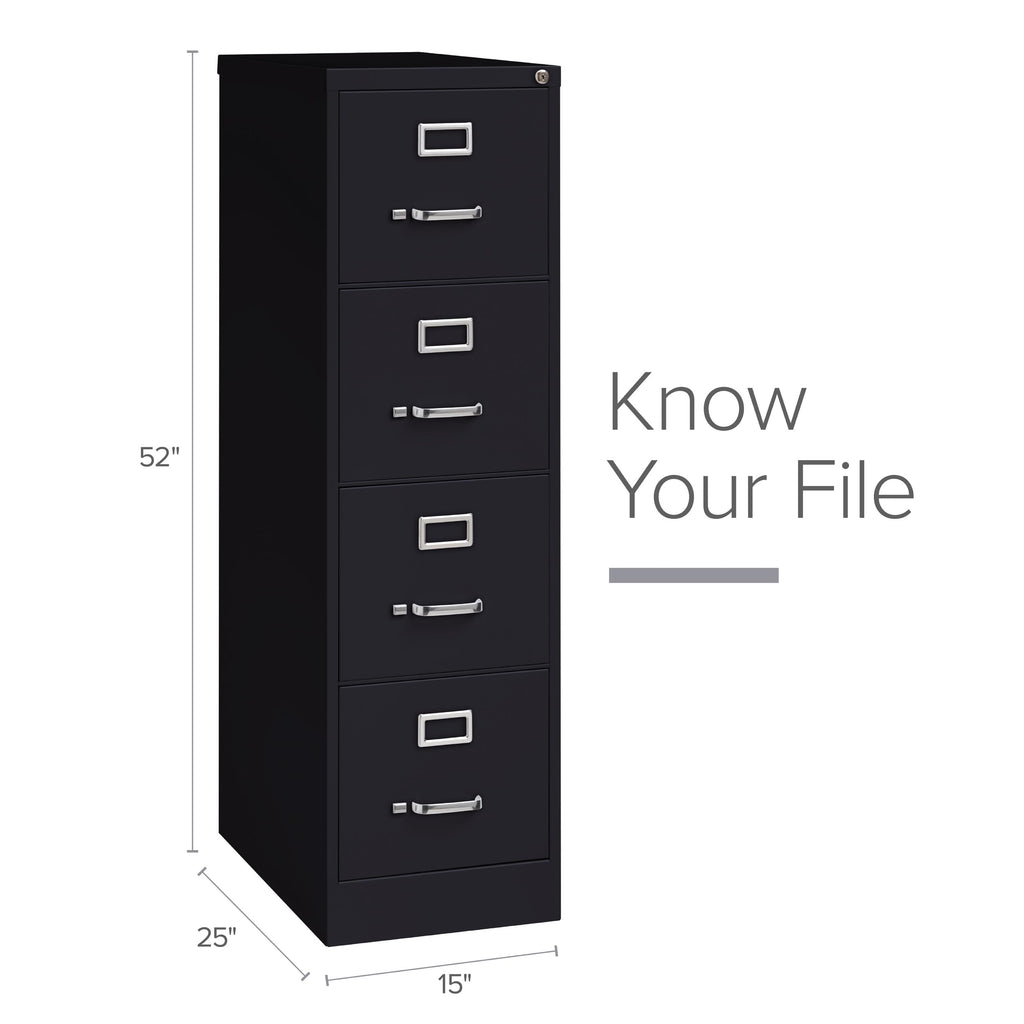15" W 4 Drawer Vertical File Cabinet, Black, Letter C344059