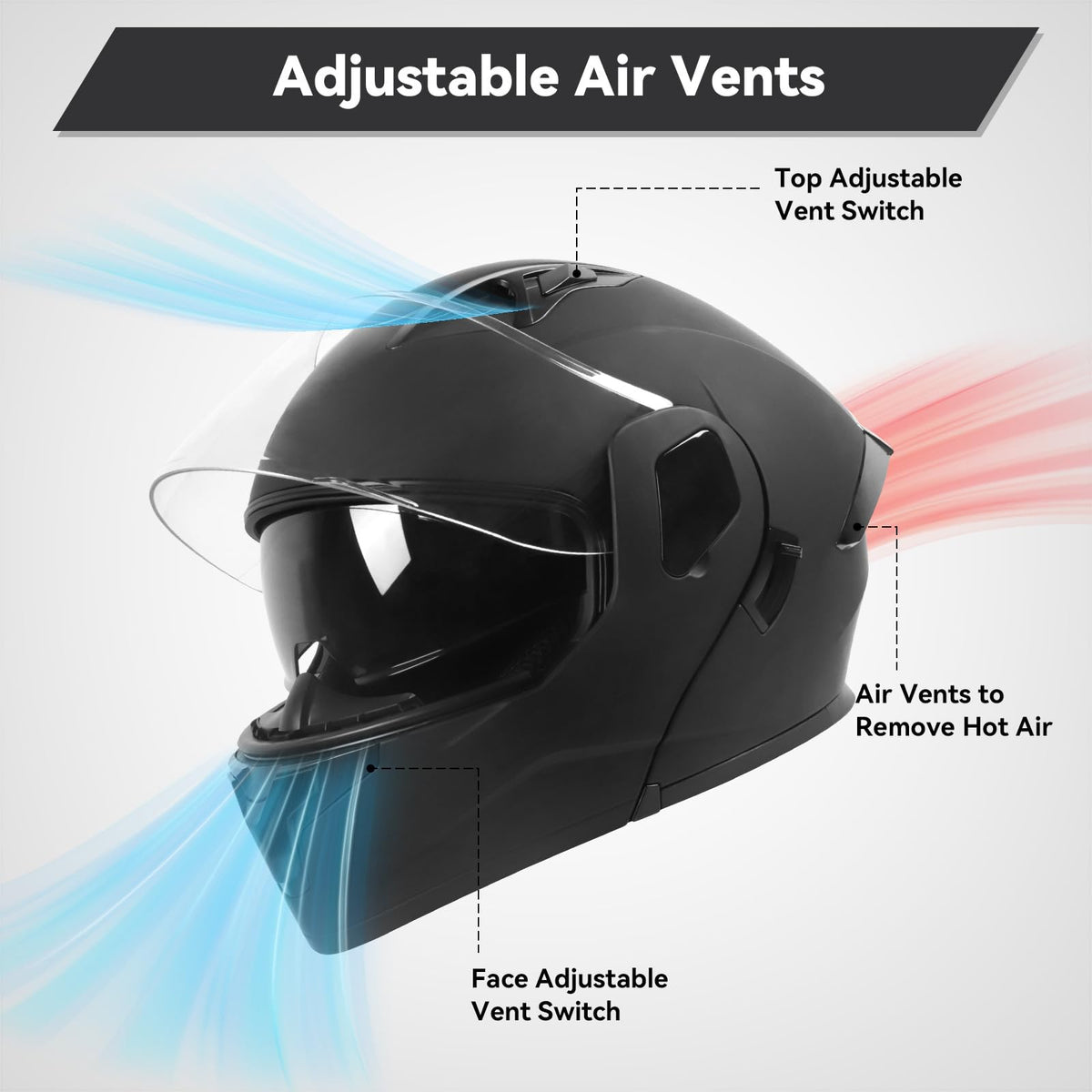 Modular Flip up Motorcycle Helmets DOT Approved J8448