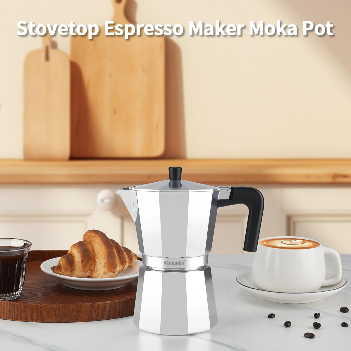 Stovetop Espresso Maker Moka Pot 10 oz Silver L250