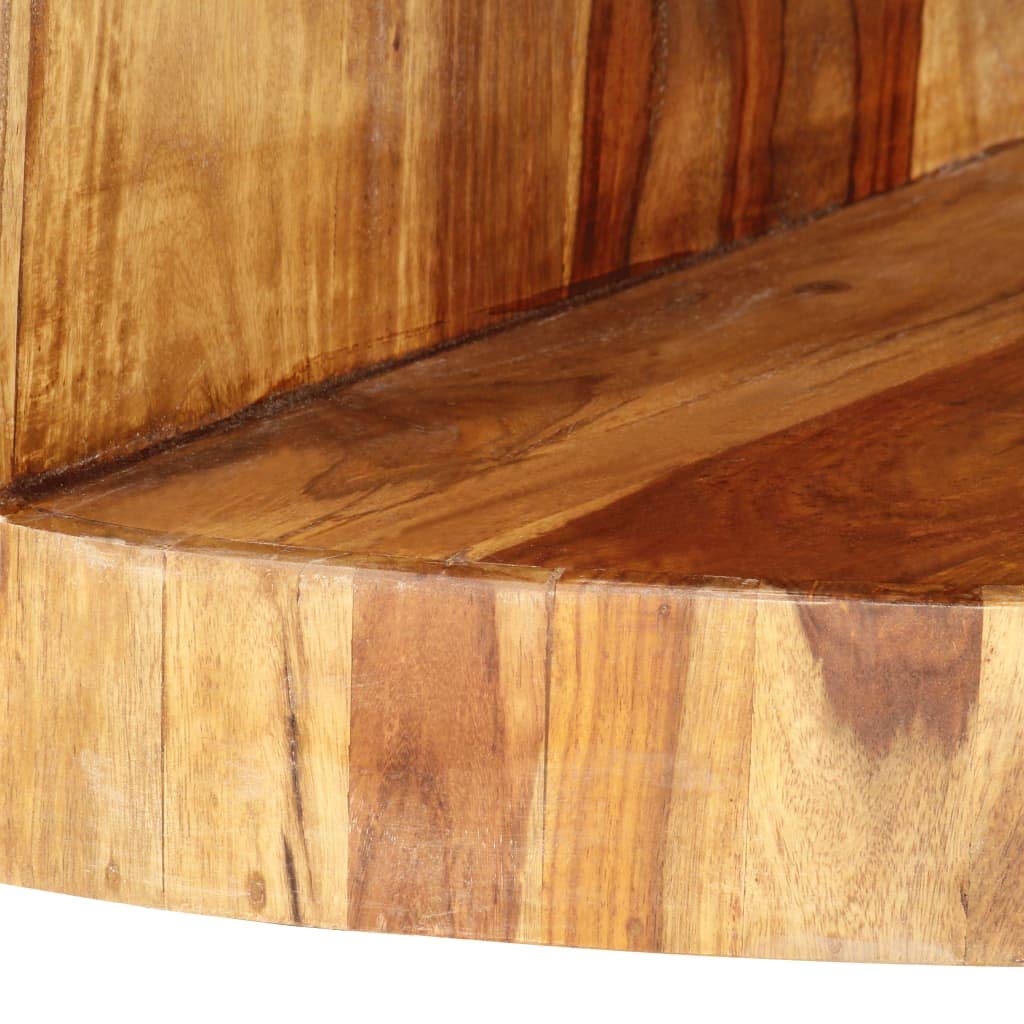25.6" Solid Sheesham Wood Round Coffee Table with Storage Shelf A95516