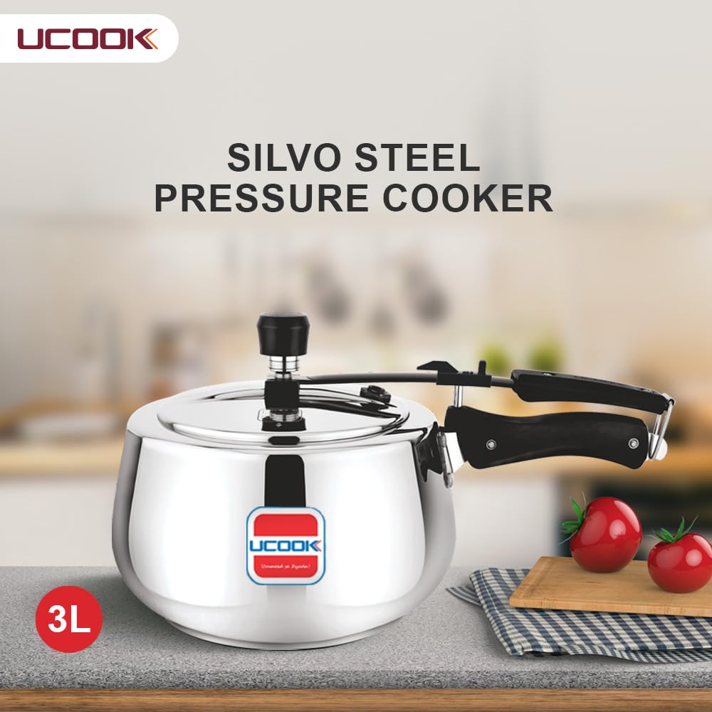 Stainless Steel Induction Pressure Cooker, 3 Litre, Silver Y50221