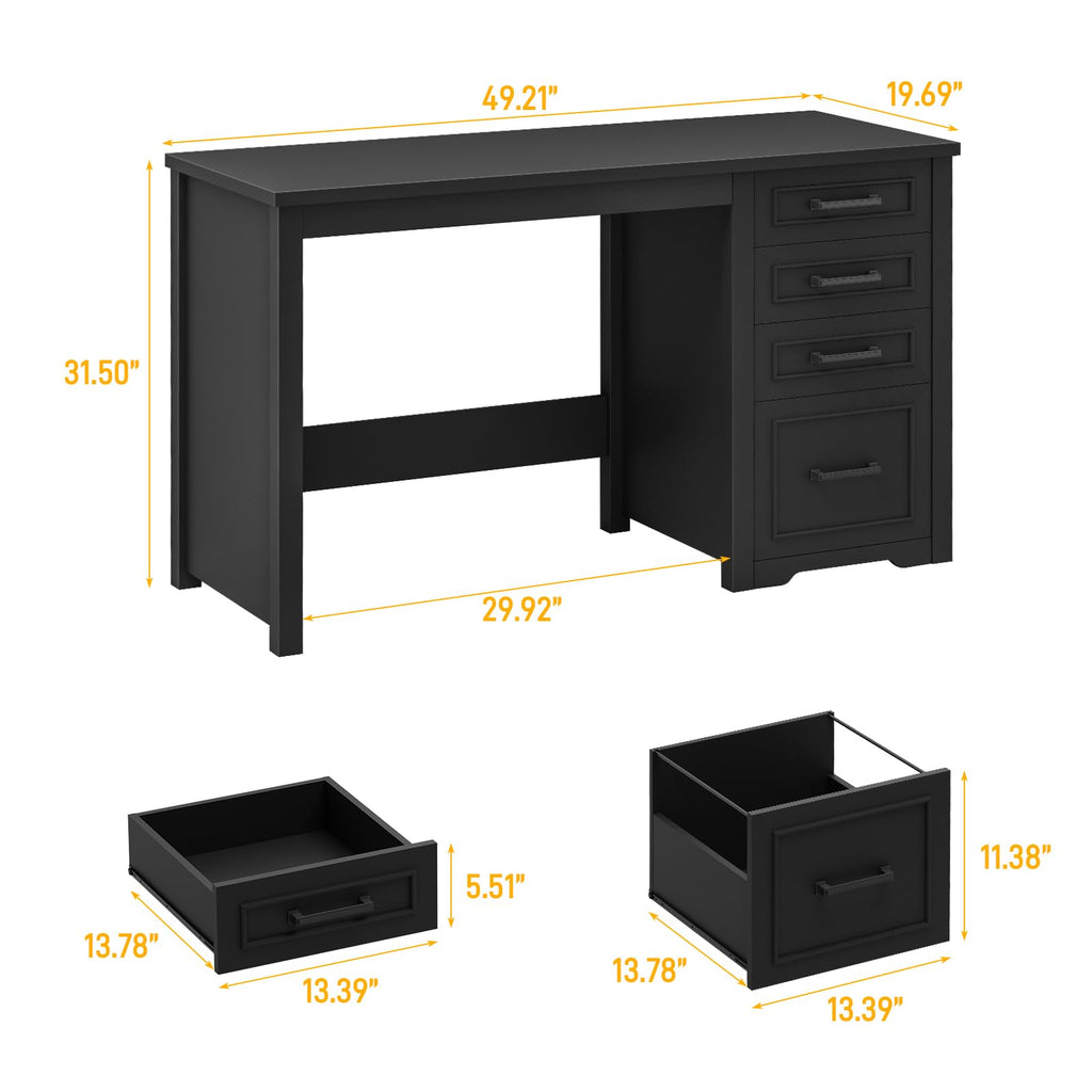 Black Executive Desk with File Drawer X775