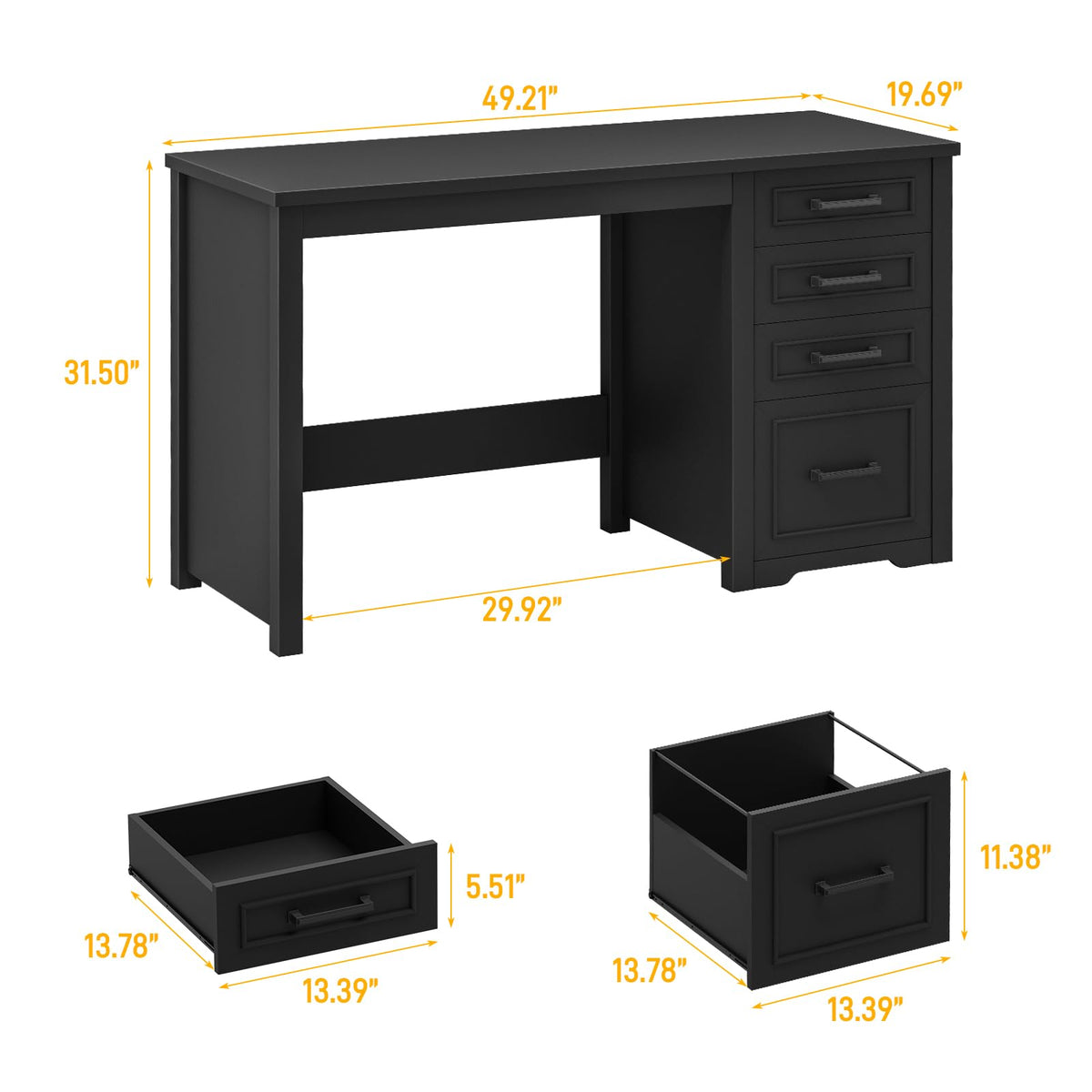 Black Executive Desk with File Drawer X775