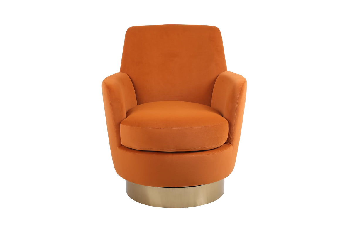 Orange Velvet Swivel Tufted Armchair I526140