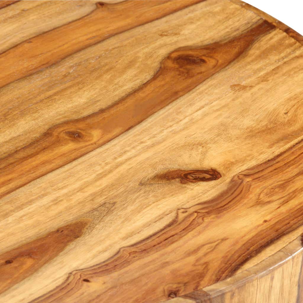 25.6" Solid Sheesham Wood Round Coffee Table with Storage Shelf A95516