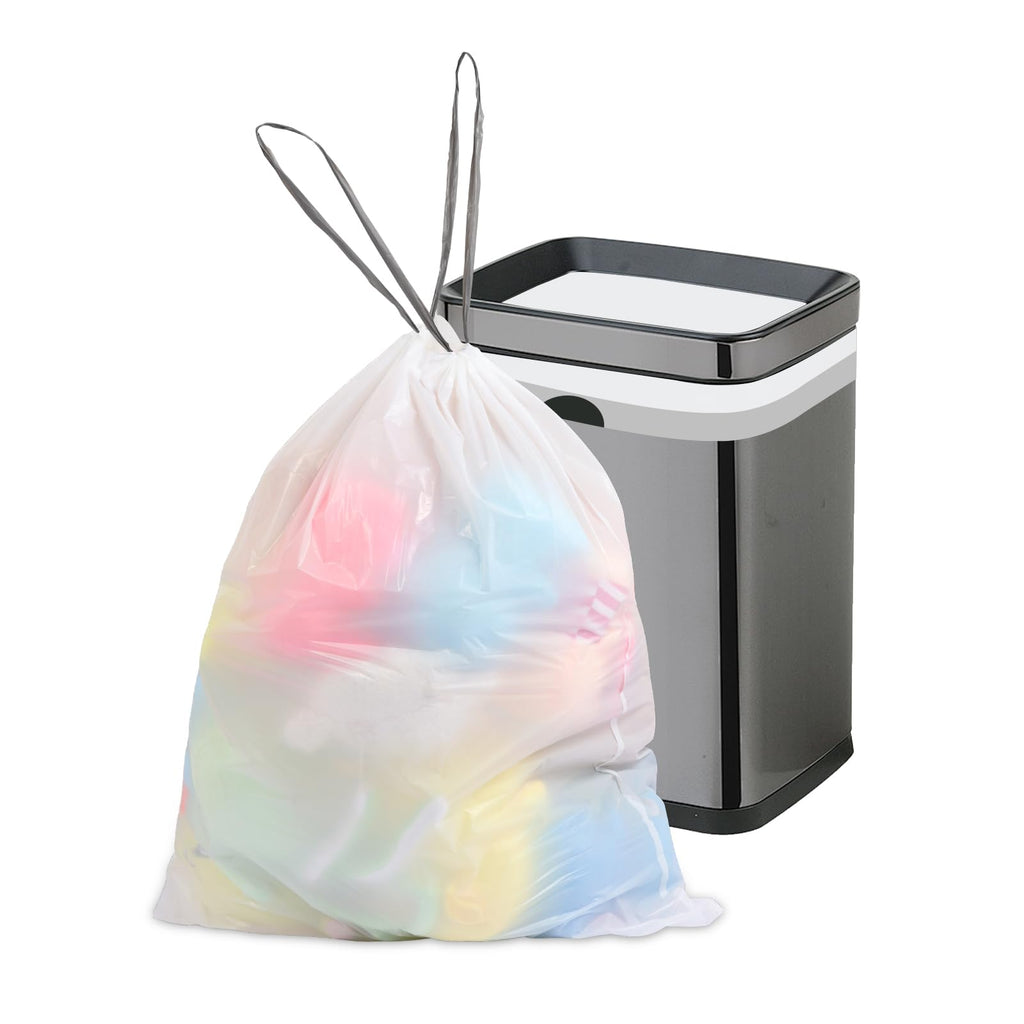 10 Gallon White 1 Mil Drawstring Trash Bags 75 Count J4942