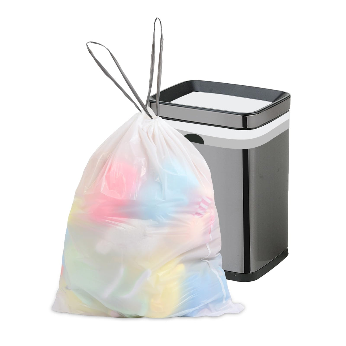 10 Gallon White 1 Mil Drawstring Trash Bags 75 Count J4942