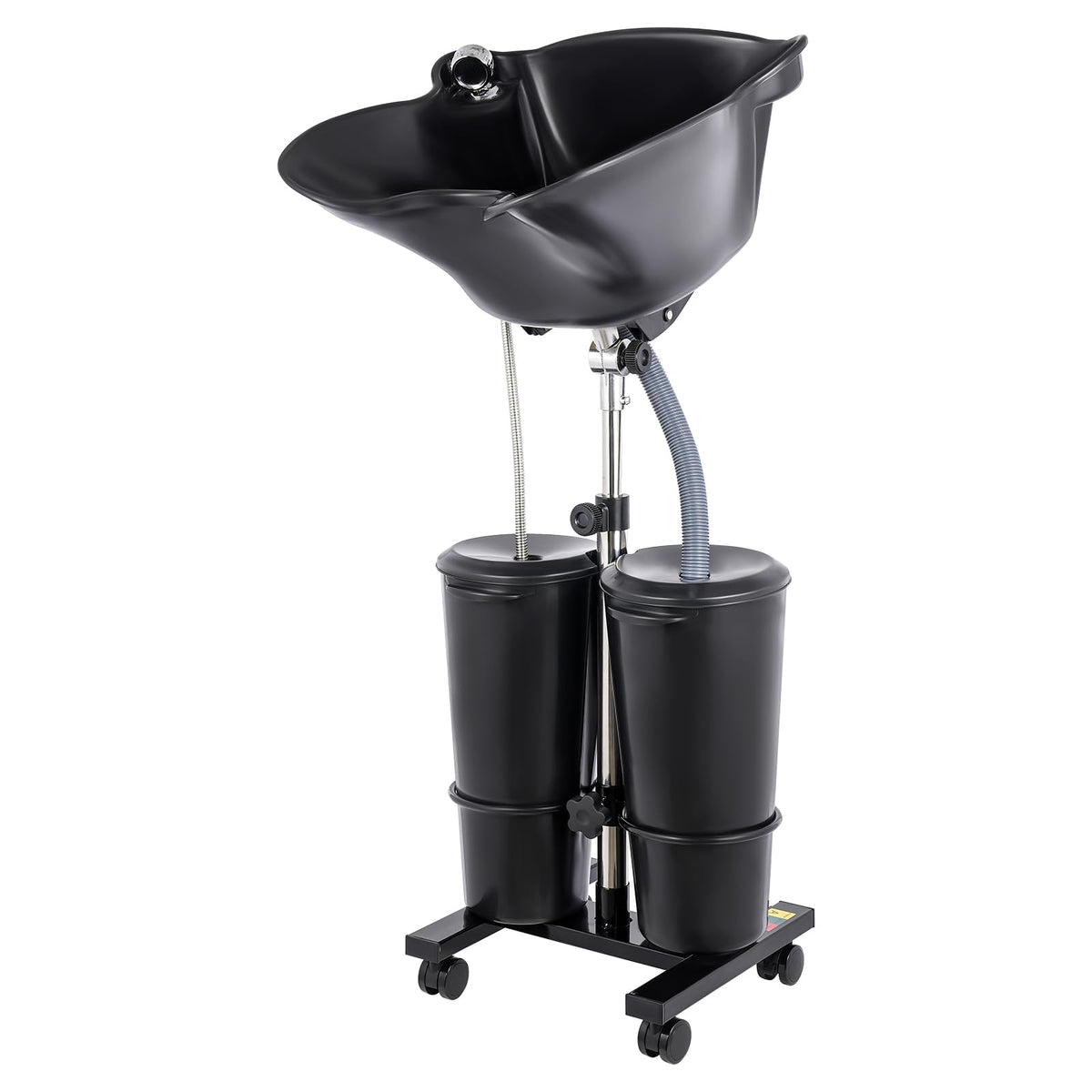 Portable Height and Angle Adjustable Shampoo Basin with 2 Water Buckets and 4 Wheels W182952