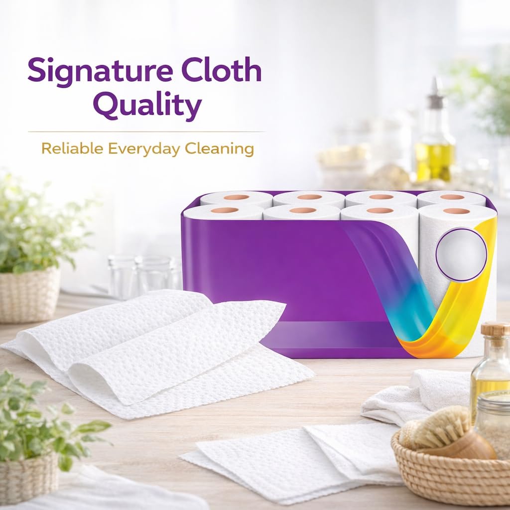 Cloth Paper Towels, 8 Triple Rolls Z4413