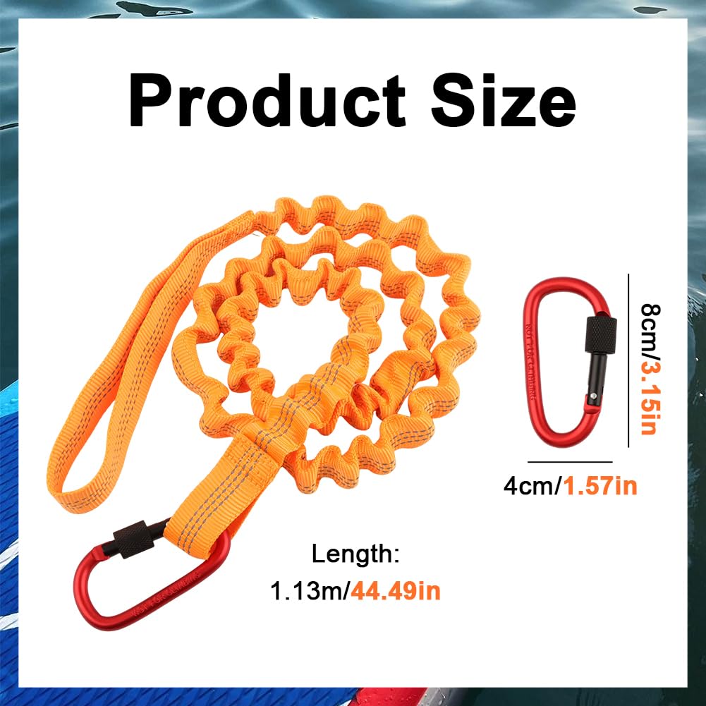 2-Pack Kayak Paddle Leash, 5-7 FT Stretchable Coiled Lanyard with Carabiner M8738
