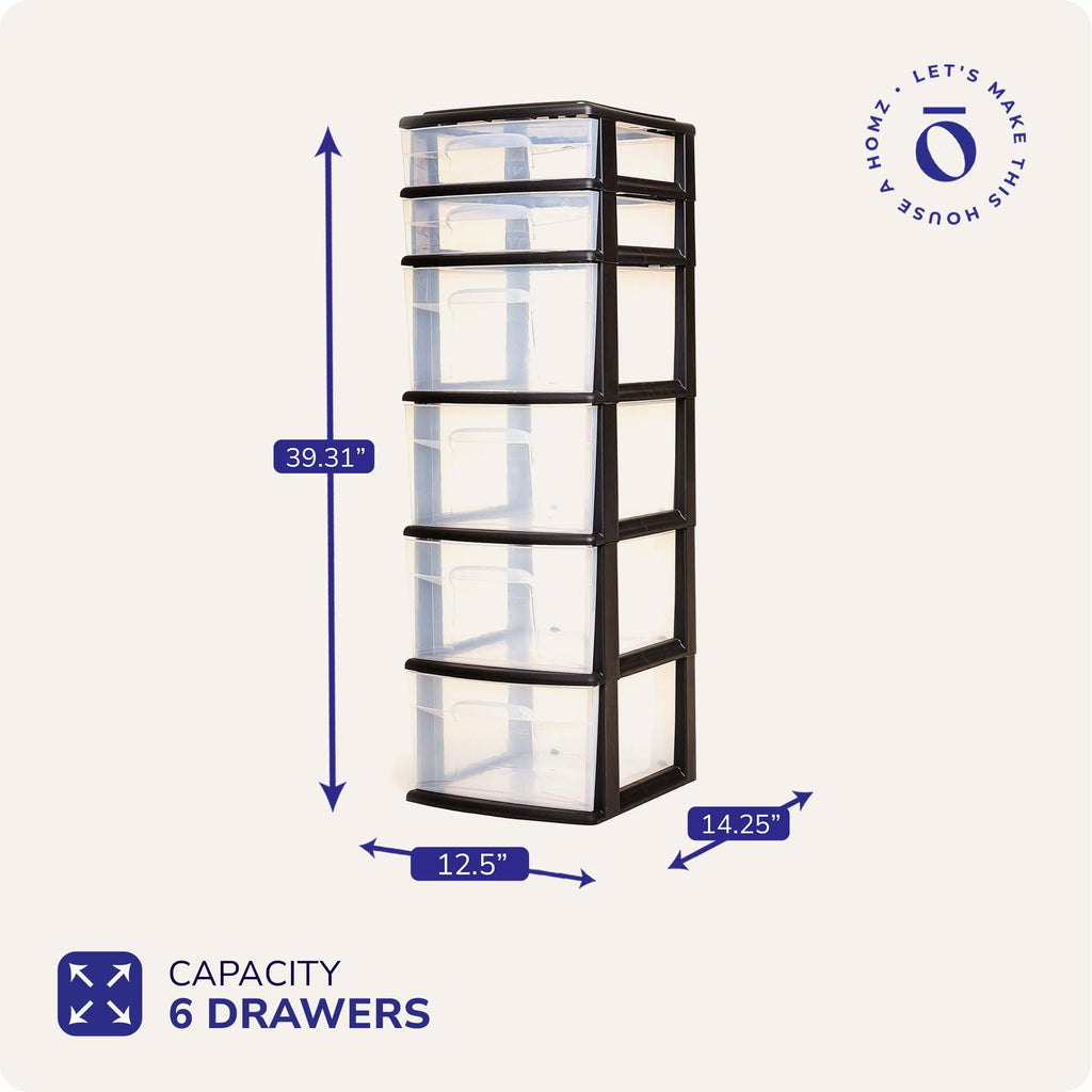 6-Tier Black Storage Drawer Tower Z69083