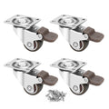 1 Inch TPE Rubber Swivel Caster Wheels Set of 4 with Brakes O6210