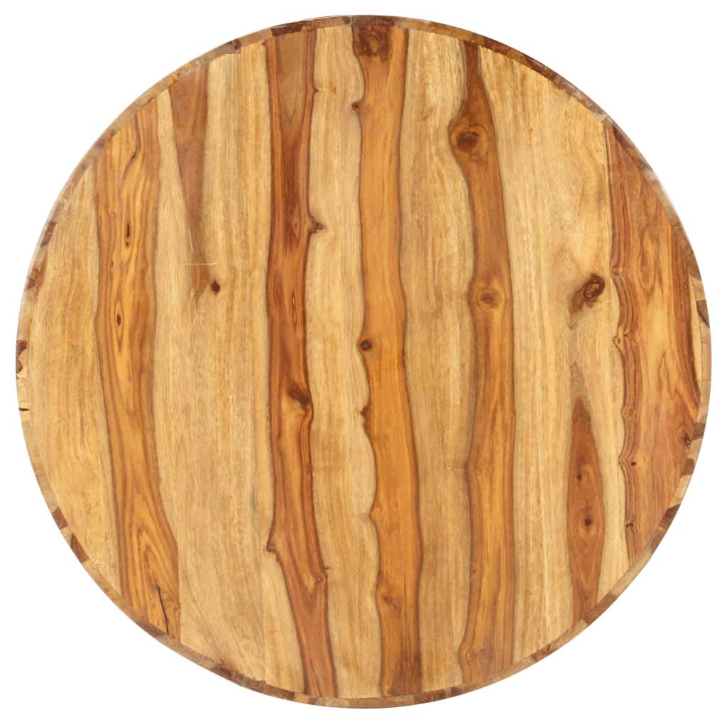 25.6" Solid Sheesham Wood Round Coffee Table with Storage Shelf A95516