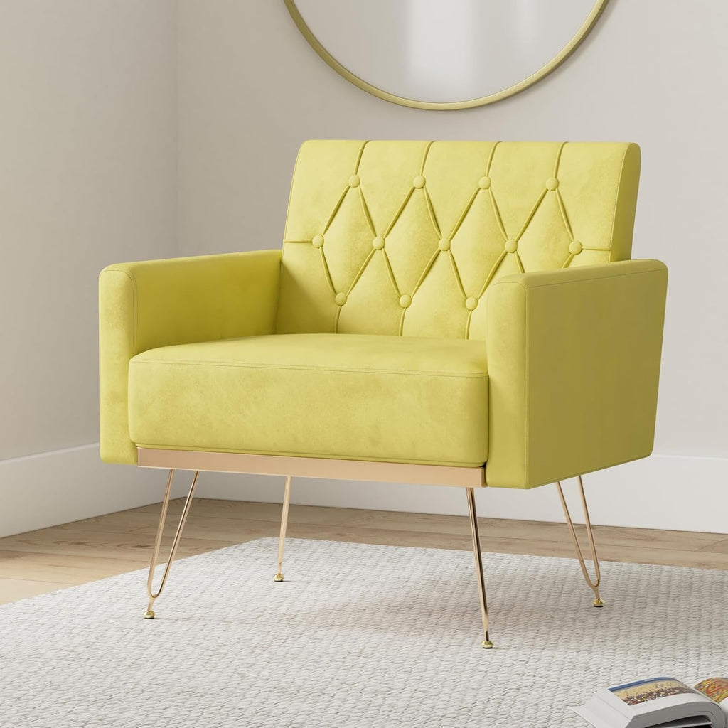 Green Velvet Accent Chair with Arm N58419