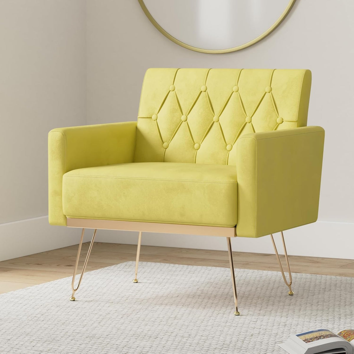 Green Velvet Accent Chair with Arm N58419